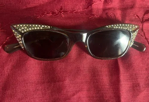 Vintage Cat Eye Glasses 1950’s 60’’s Rhinestones Women’s Ladies Fancy 44mm 5 1/4 3