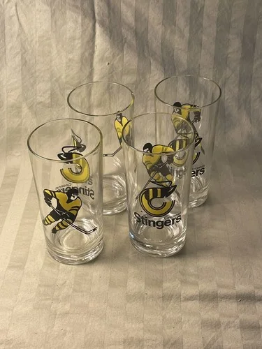Vintage Cincinnati Stingers Hockey souvenir Drinking Glasses Set of 4