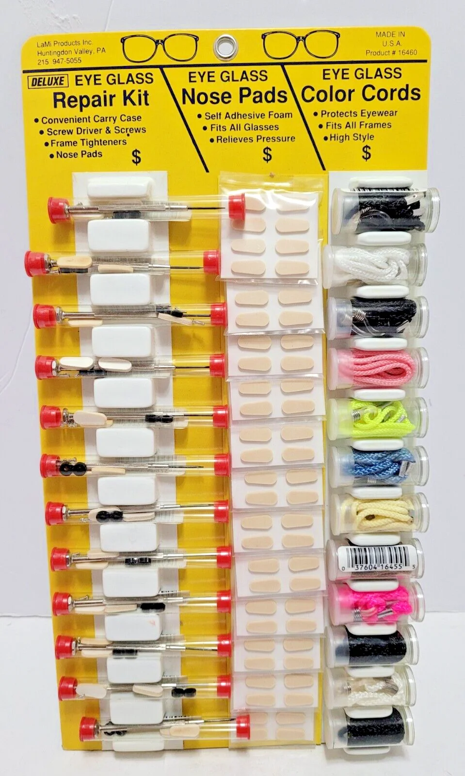 VINTAGE DELUXE EYE GLASS REPAIR KIT STORE DISPLAY BY LAMI PRODUCTS **FREE SHIP**