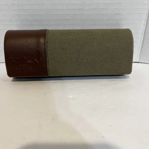 Vintage Ducks Unlimited Flip Open Hard Brown Leather Canvas Eye Glasses Case