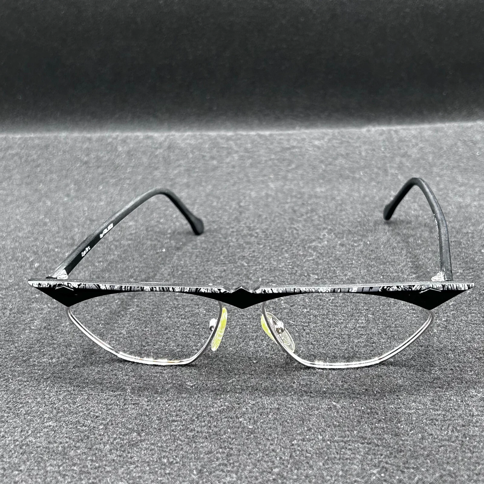 Vintage Eye Art by Alibi Eyeglasses **FRAME ONLY** Black/Silver German - EUC