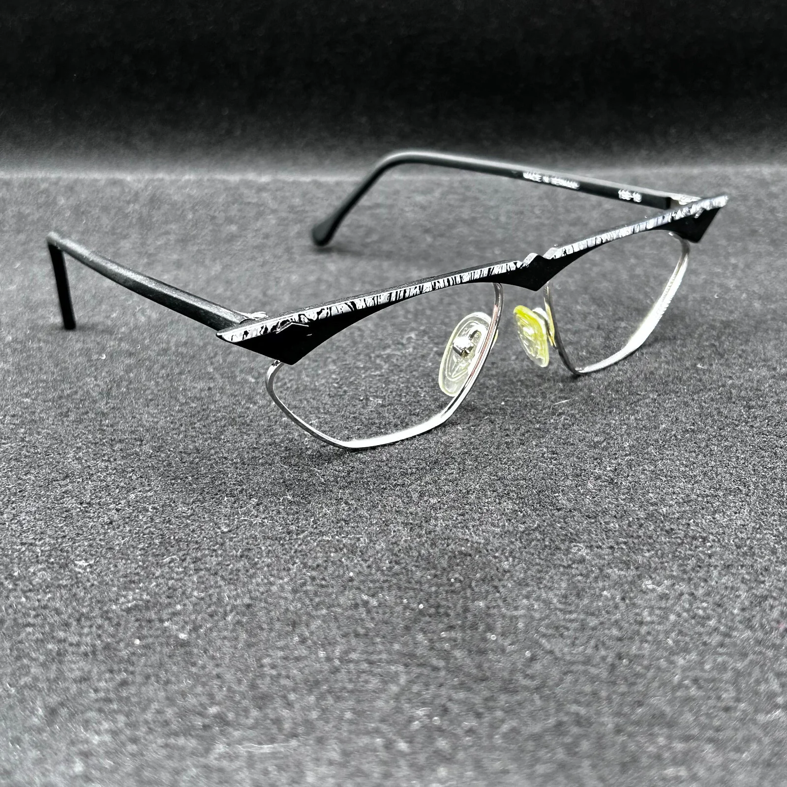 Vintage Eye Art by Alibi Eyeglasses **FRAME ONLY** Black/Silver German - EUC 2
