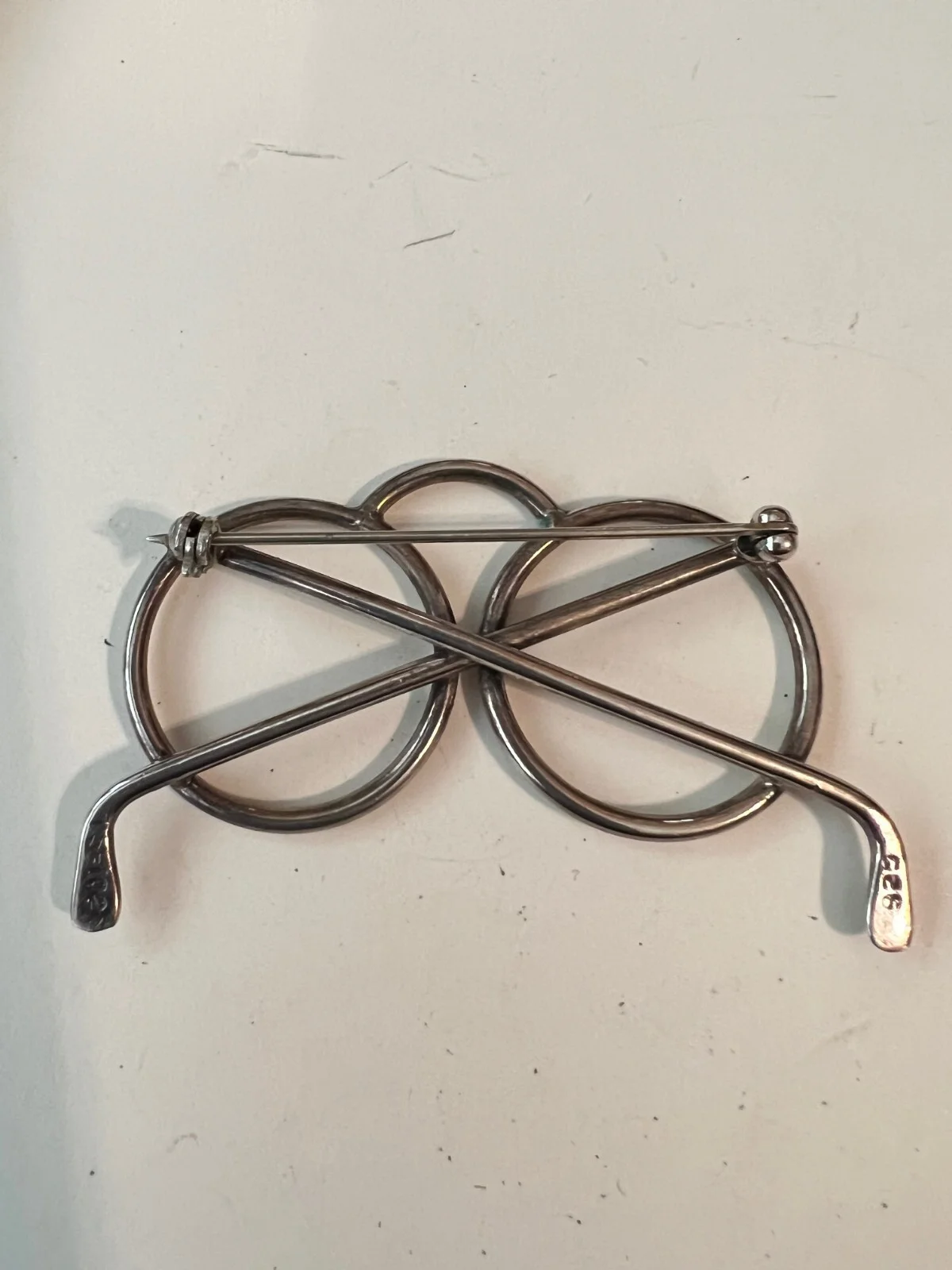 Vintage EYEGLASS Brooch 925 Sterling SILVER Old Fashioned Spectacle Frames 2