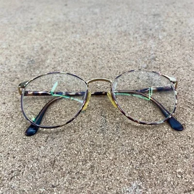 Vintage Eyeglass Frames Giorgio Armani GA 163 Round Metallic Tortoiseshell Italy