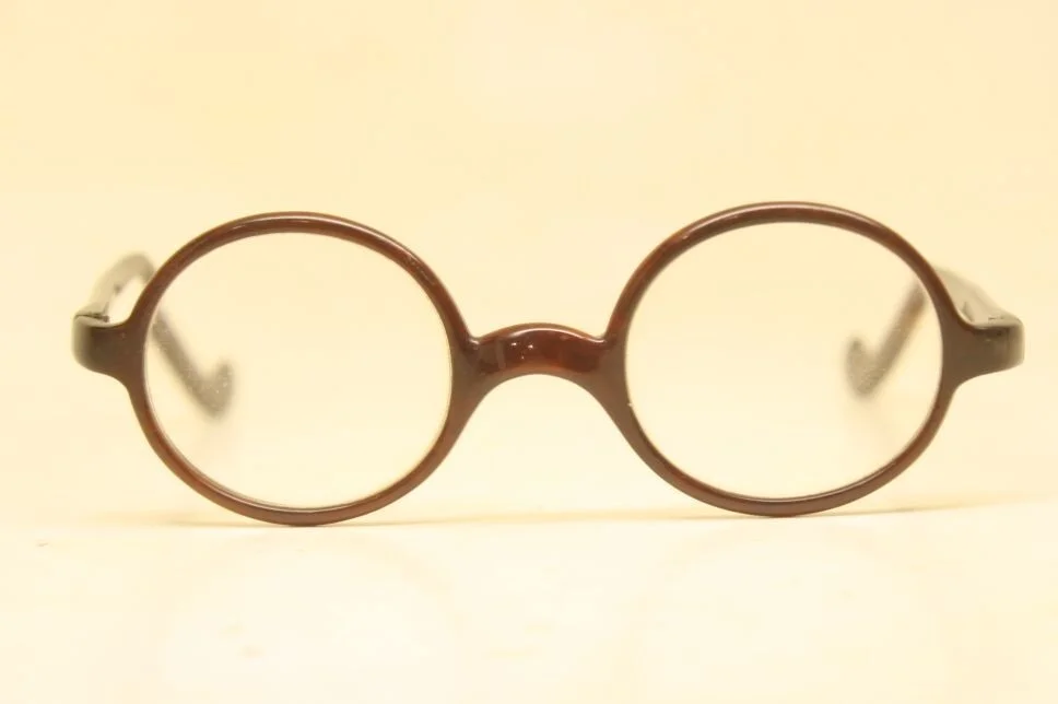 Vintage Eyeglasses Brown Bakelite Oval Frames Antique Glasses 40mm 2