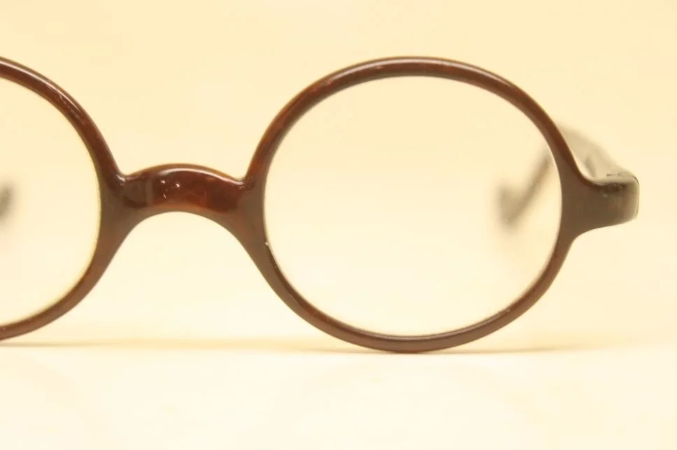 Vintage Eyeglasses Brown Bakelite Oval Frames Antique Glasses 40mm 3