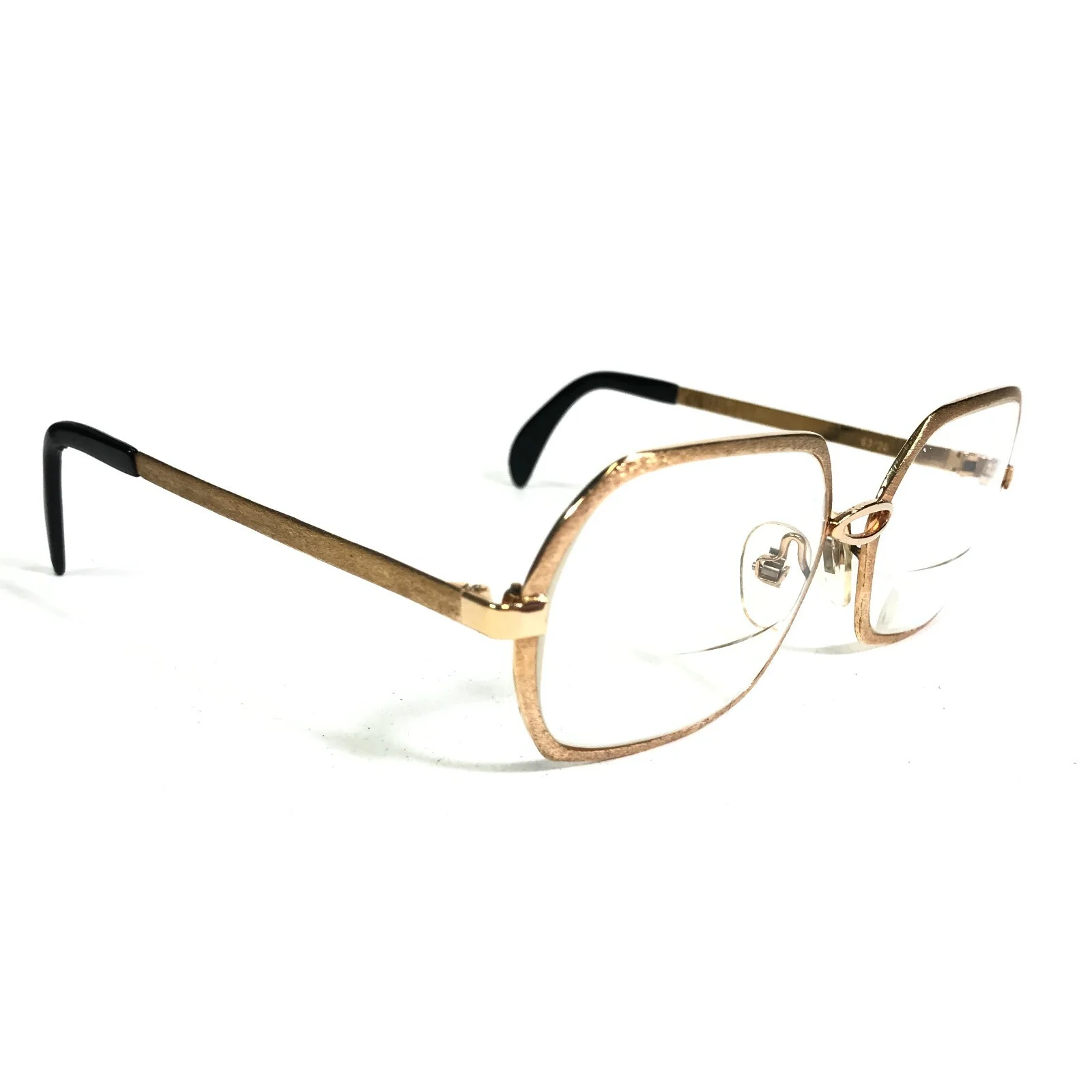 Vintage Eyeglasses Frames Sparkly Shiny Gold Hexagon Full Rim 52-20-120 2