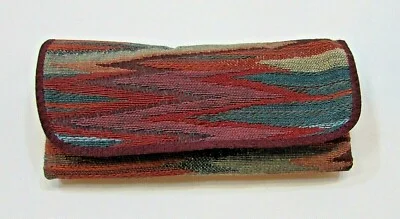 Vintage Flame Stitch Pattern Fabric Eyeglasses Semi-Hard Case Holder FREE S/H