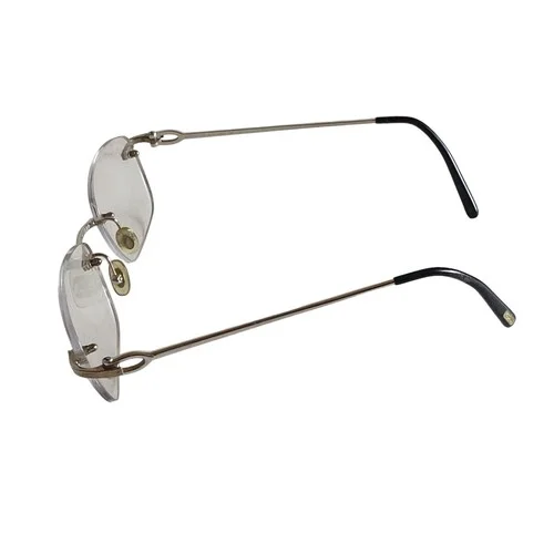Vintage Glasses Cartier Paris Silver Rectangular Frames Eyeglasses 2