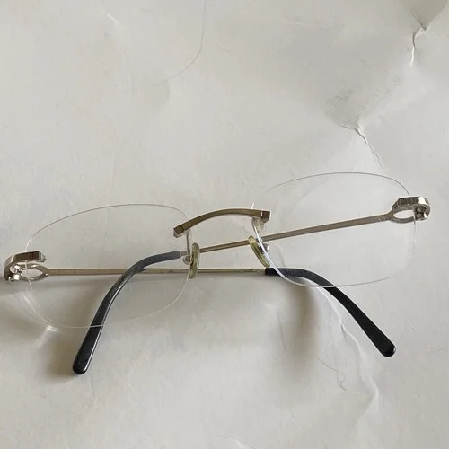 Vintage Glasses Cartier Paris Silver Rectangular Frames Eyeglasses 3
