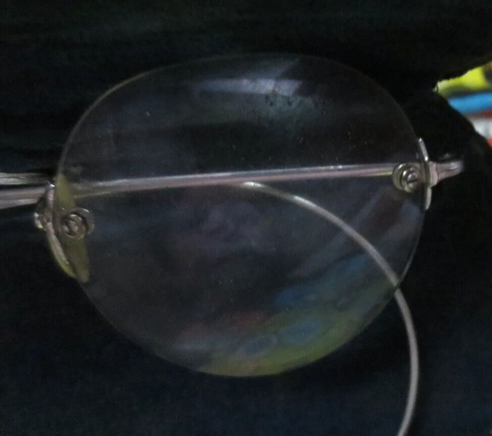 Vintage Granny Glasses Round Lens Steel Wire Rim Eyeglasses in case Unbranded 2