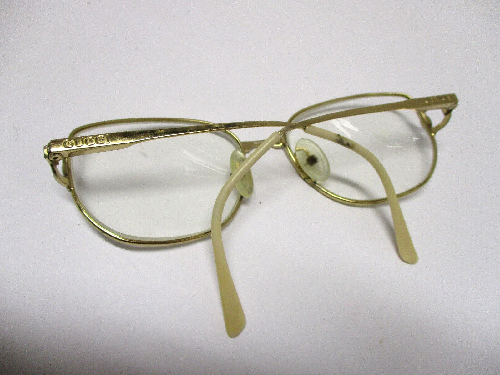 Vintage Gucci Eyeglasses Frames Gold Oval Full Rim 2