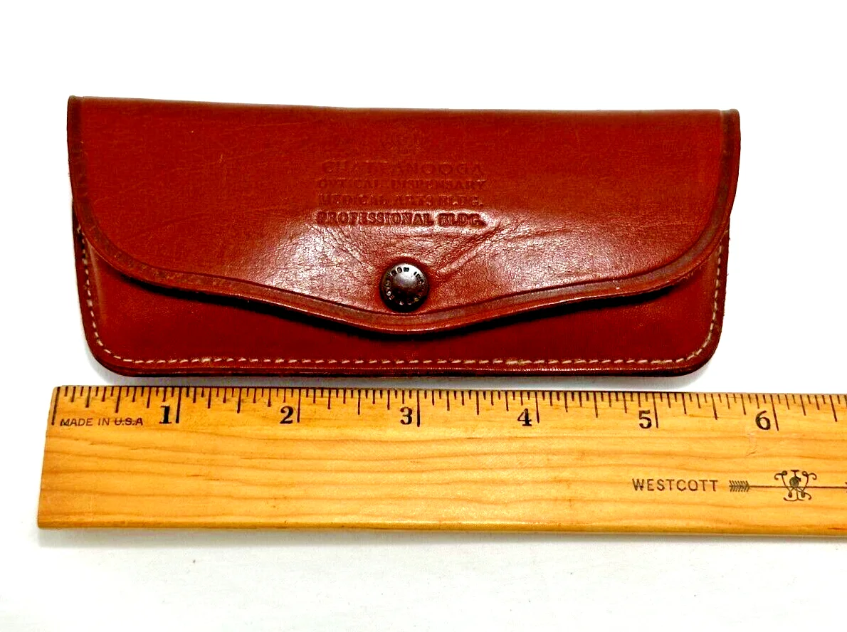 Vintage Guild Opticians Leather Glass Case Chattanooga Optical Dispensary #10022 2