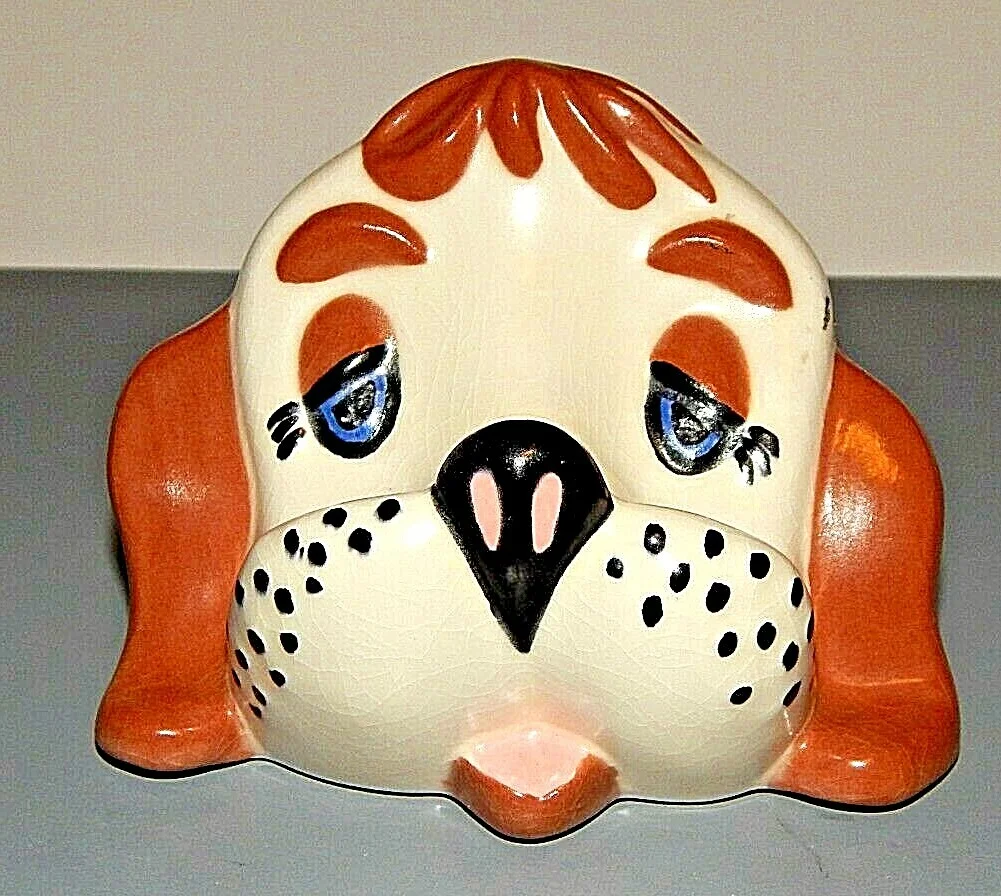Vintage Hand Painted Ceramic Eyeglass Holder Puppy Dog