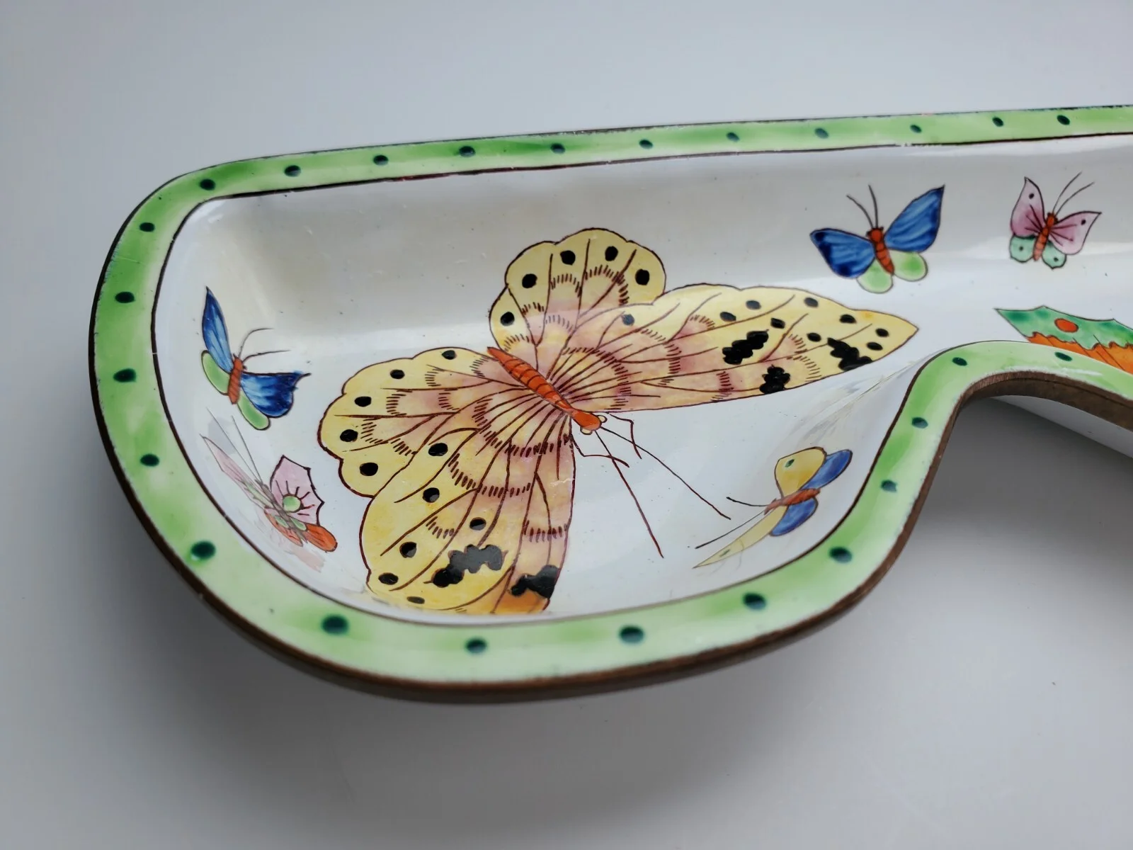 Vintage Kelvin Chen Handmade Enamelled Copper Butterfly Eyeglasses Holder Tray 2
