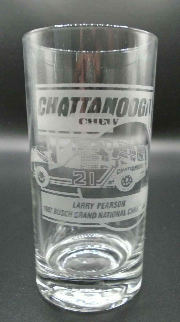 Vintage Larry Pearson #21 Chattanooga Chew 1987 Grand Natl Champion Glasses