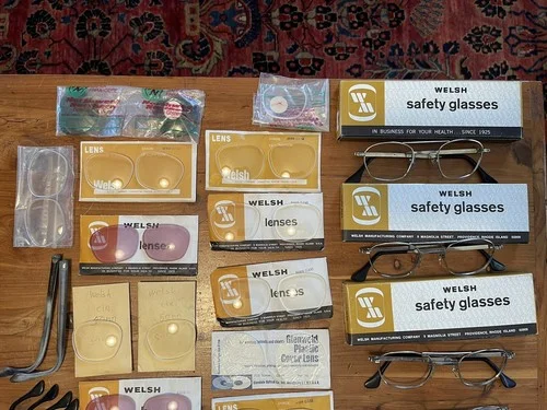 Vintage Lot Of Welsh Manufacturing Safety Glasses & Parts - USA MADE! *PLS READ* 2