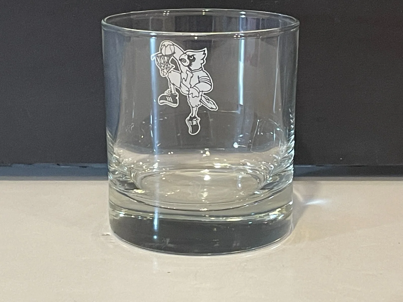 Vintage Louisville Cardinals Rocks Glass - Cardinal Slamming Basketball 4
