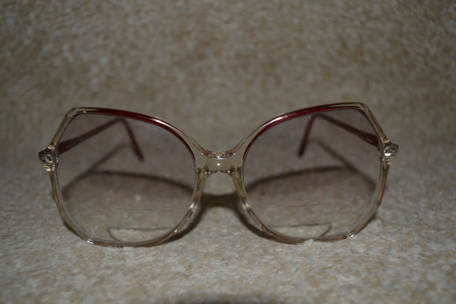 Vintage Luxottica Eyeglasses Red Bifocals Avant-garde Italy frames
