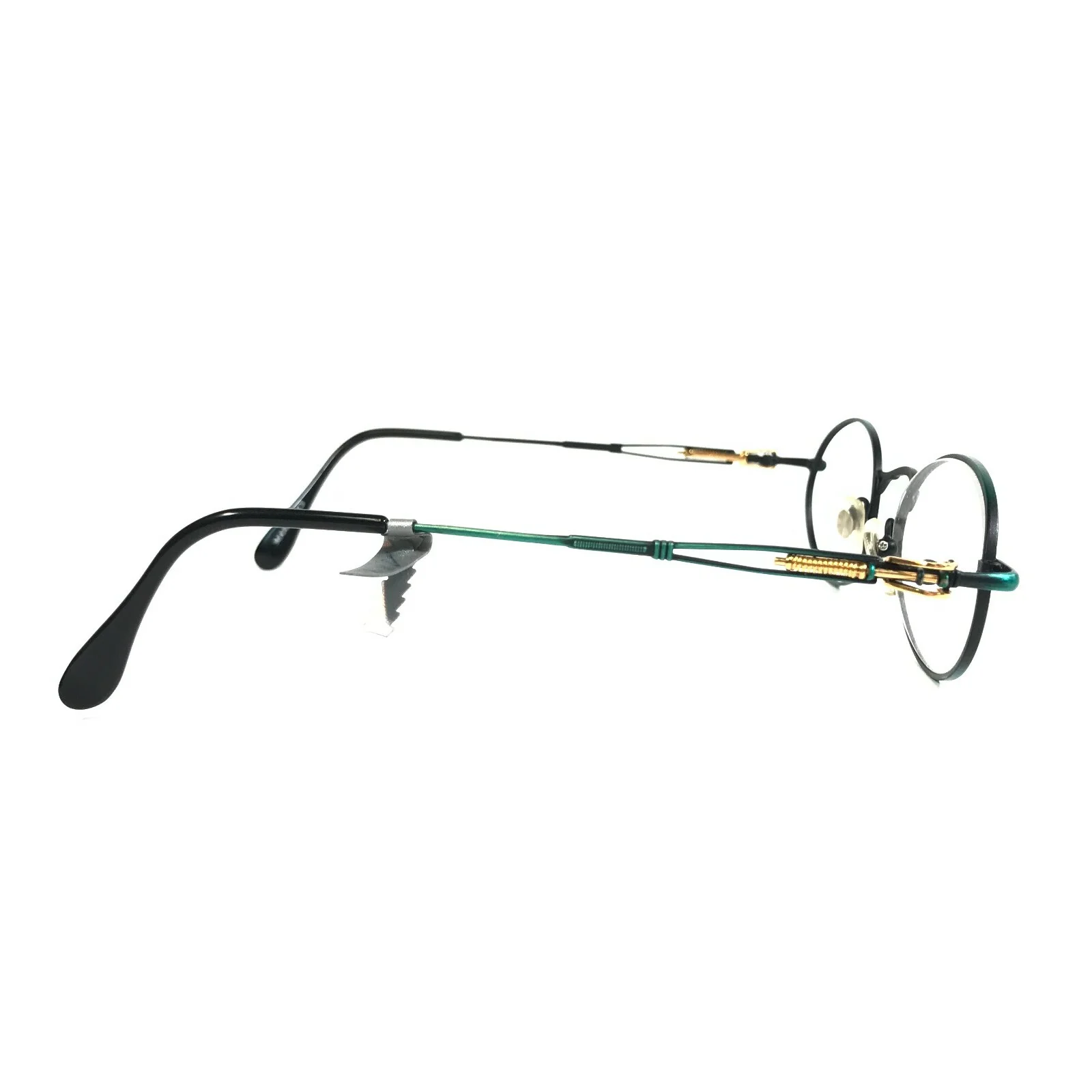 Vintage Maxi Eyeglasses Frames 14 C3 Green Gold Round Wire European 49-20-140 3