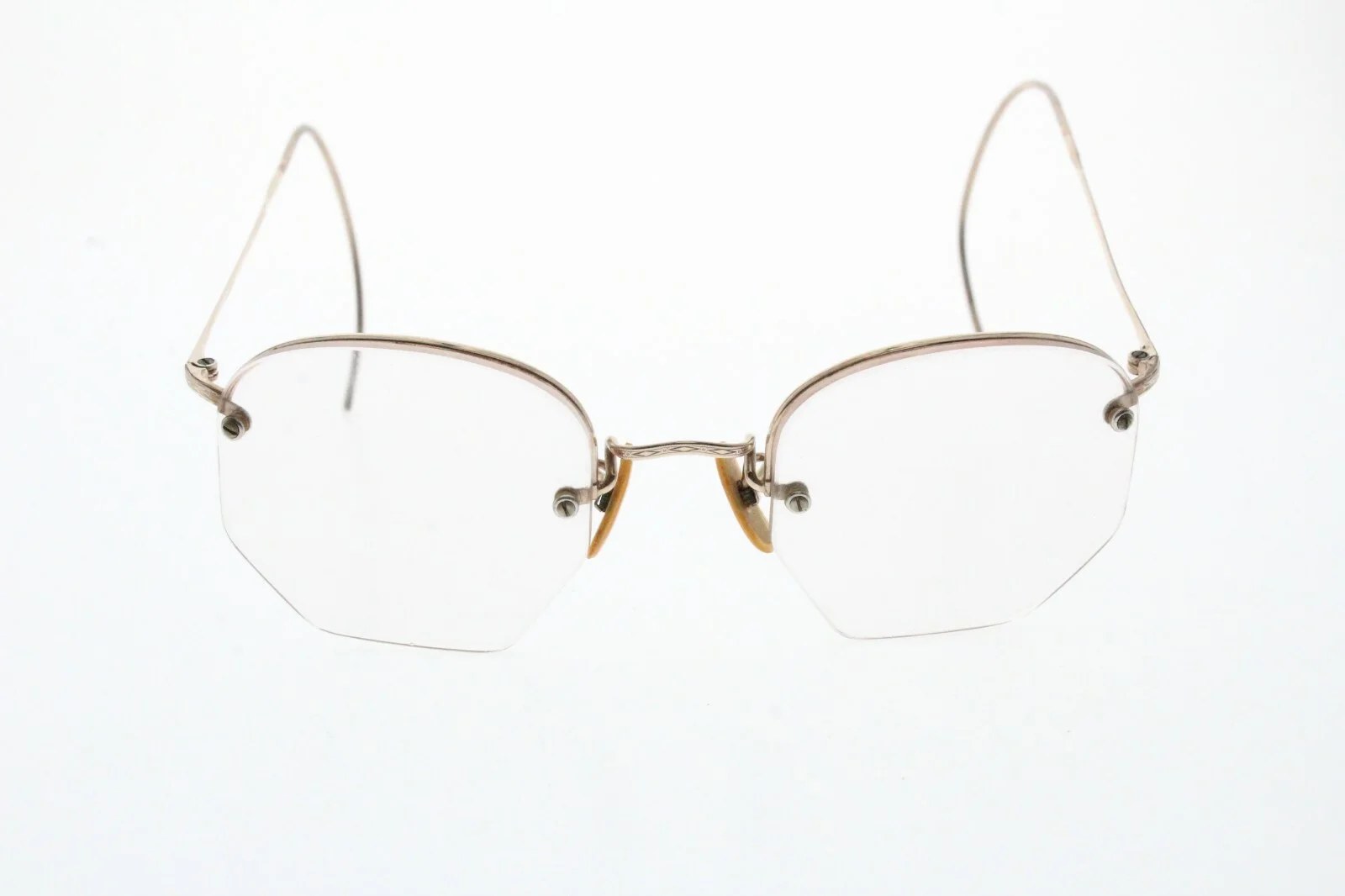 Vintage MC - 1/10 12K GF - Half Rim Gold Filled Hexagon Cable Temples Engraved 4