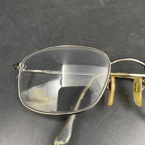 Vintage Mens Giorgio Armani Gun Metal Rectangle Eyeglass Frames Glasses Reading 2