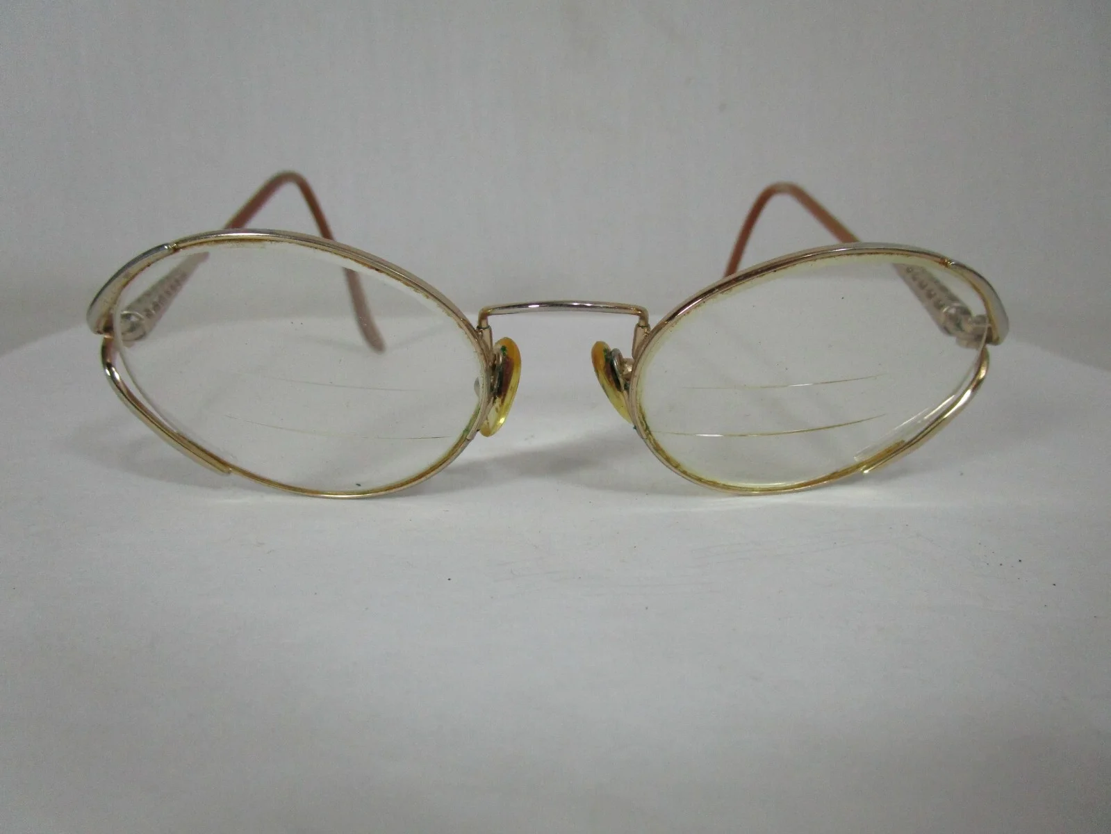 Vintage Metal Frame Glasses Trifocal Gold Metal Trim Fleur de Lis 2