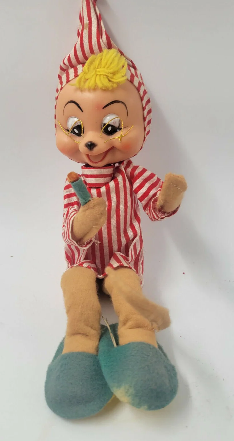 Vintage Mouse Christmas Rubber Face Eyeglasses Holding a Candle Felt Rare 2
