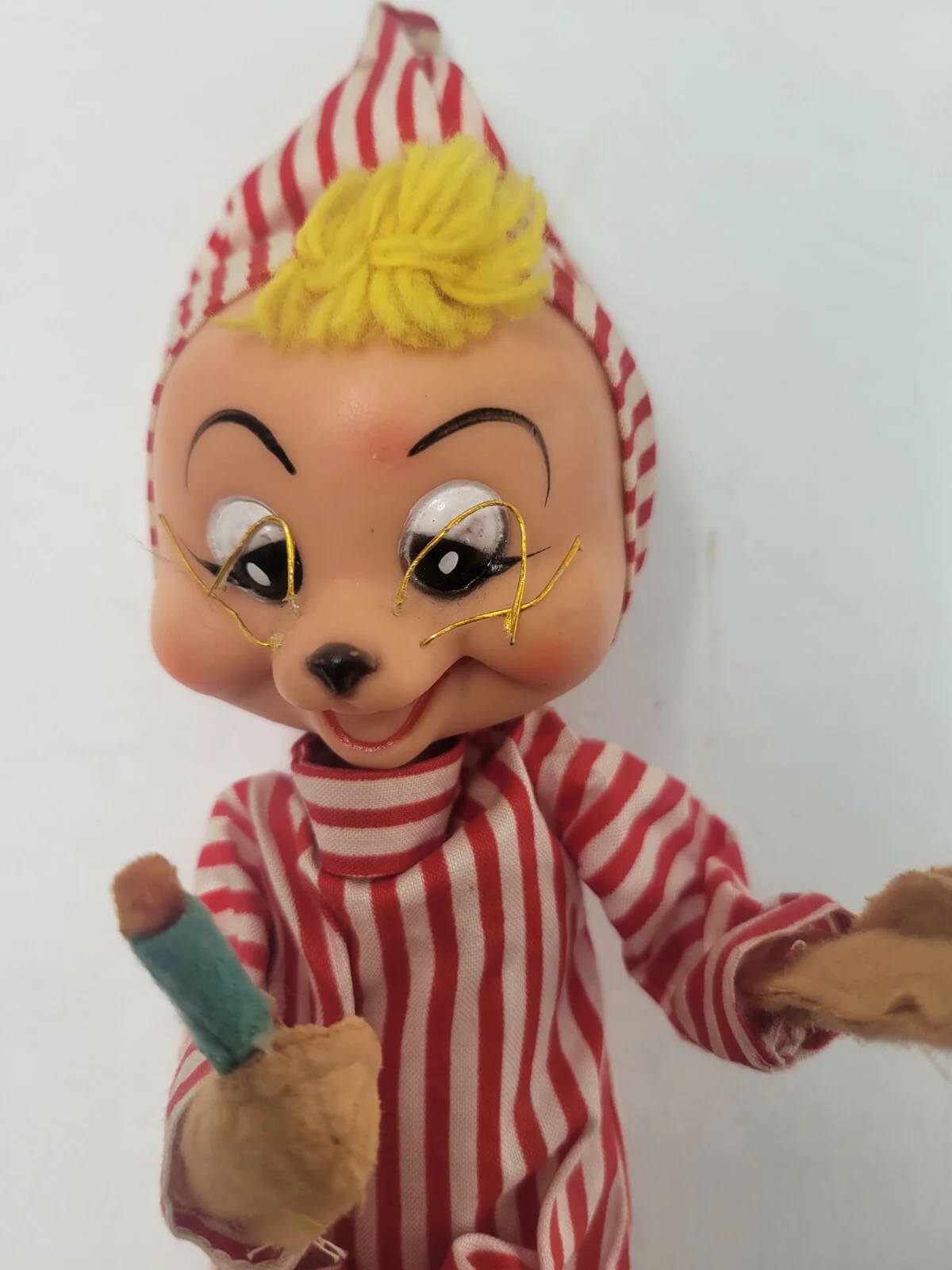 Vintage Mouse Christmas Rubber Face Eyeglasses Holding a Candle Felt Rare 4