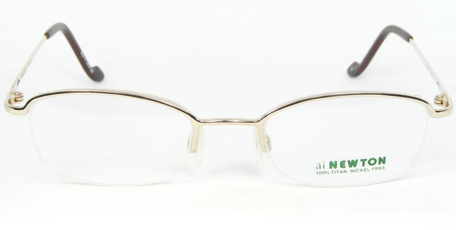 Vintage NEWTON N-33 01 SHINY GOLD EYEGLASSES GLASSES TITAN FRAME 48-20-140 Japan 2