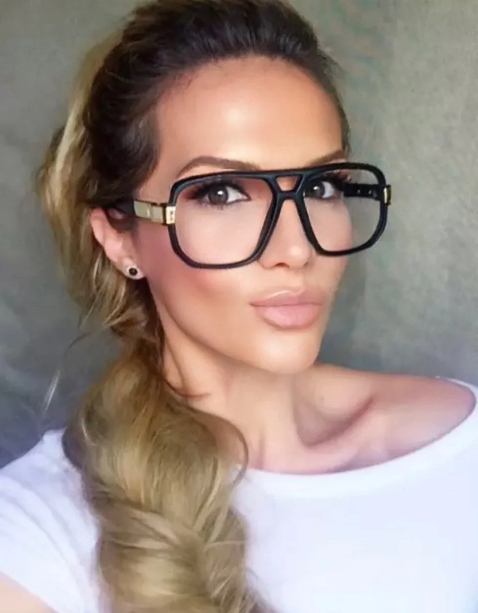 Vintage OVERSIZED Big Square RETRO Large Aviator Top Gaselle EyeGlasses Frames L