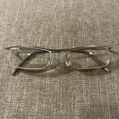 Vintage Personal Optics Eyeglasses Frames 21259 Silver Tone Grey RX +2.75 Retro