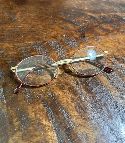 Vintage Personal Optics Gold Frame Steampunk Style Eyeglasses Brown Amber Color