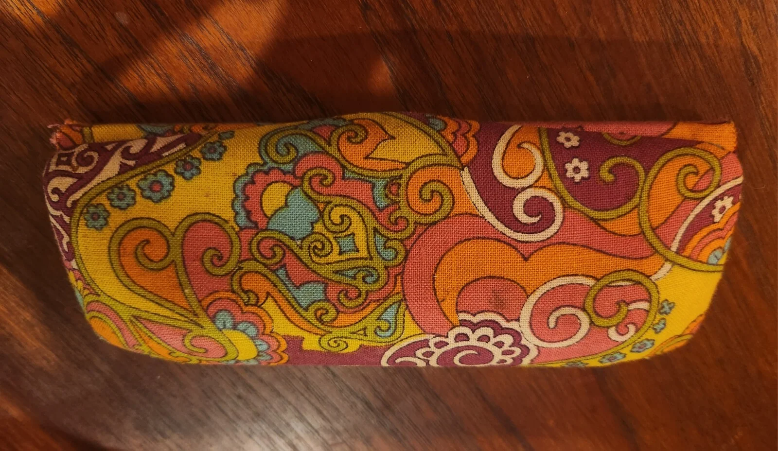 Vintage Psychedelic Eyeglass Case With Clip On Sunglasses