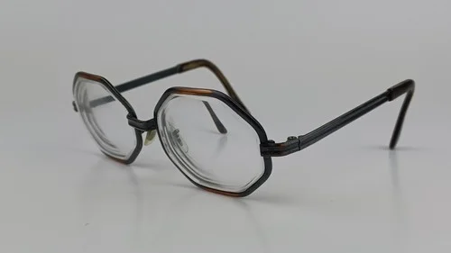 Vintage Raybert Hexolux Eyeglasses Frame Austria Metal Octagon 50 20 125 mm 3
