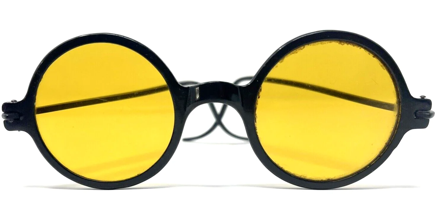 Vintage Round Bakelite Eyeglasses Black Frames Antique 1