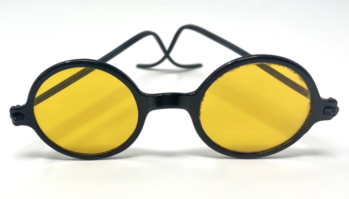 Vintage Round Bakelite Eyeglasses Black Frames Antique 2