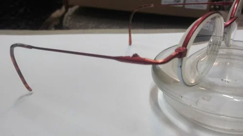Vintage Round Red & Silver Metal Eyeglasses FRAME 43[]20 125 Made in FRANCE 4