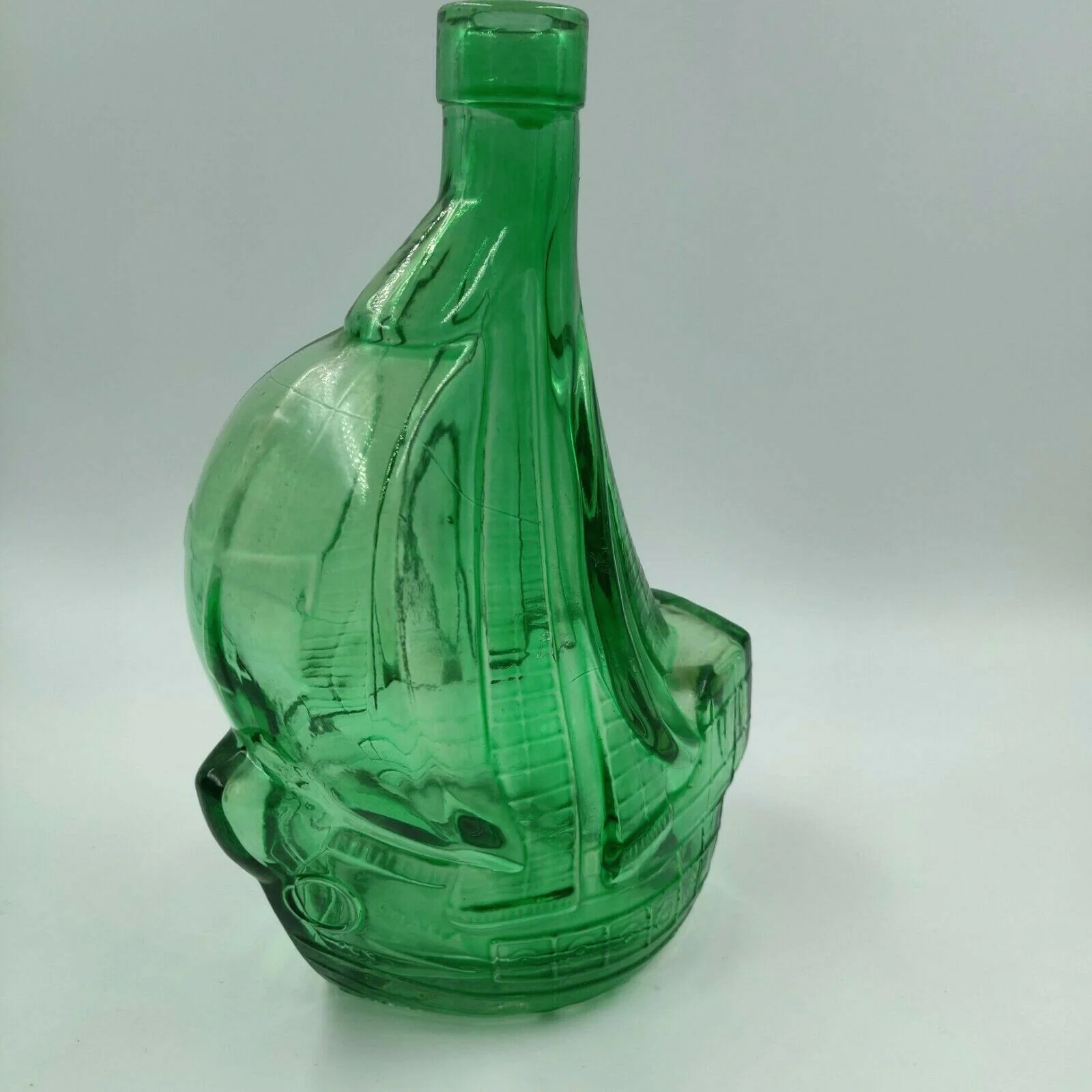 Vintage Ship Shaped Liquor Bottle Santa Maria Green Glass