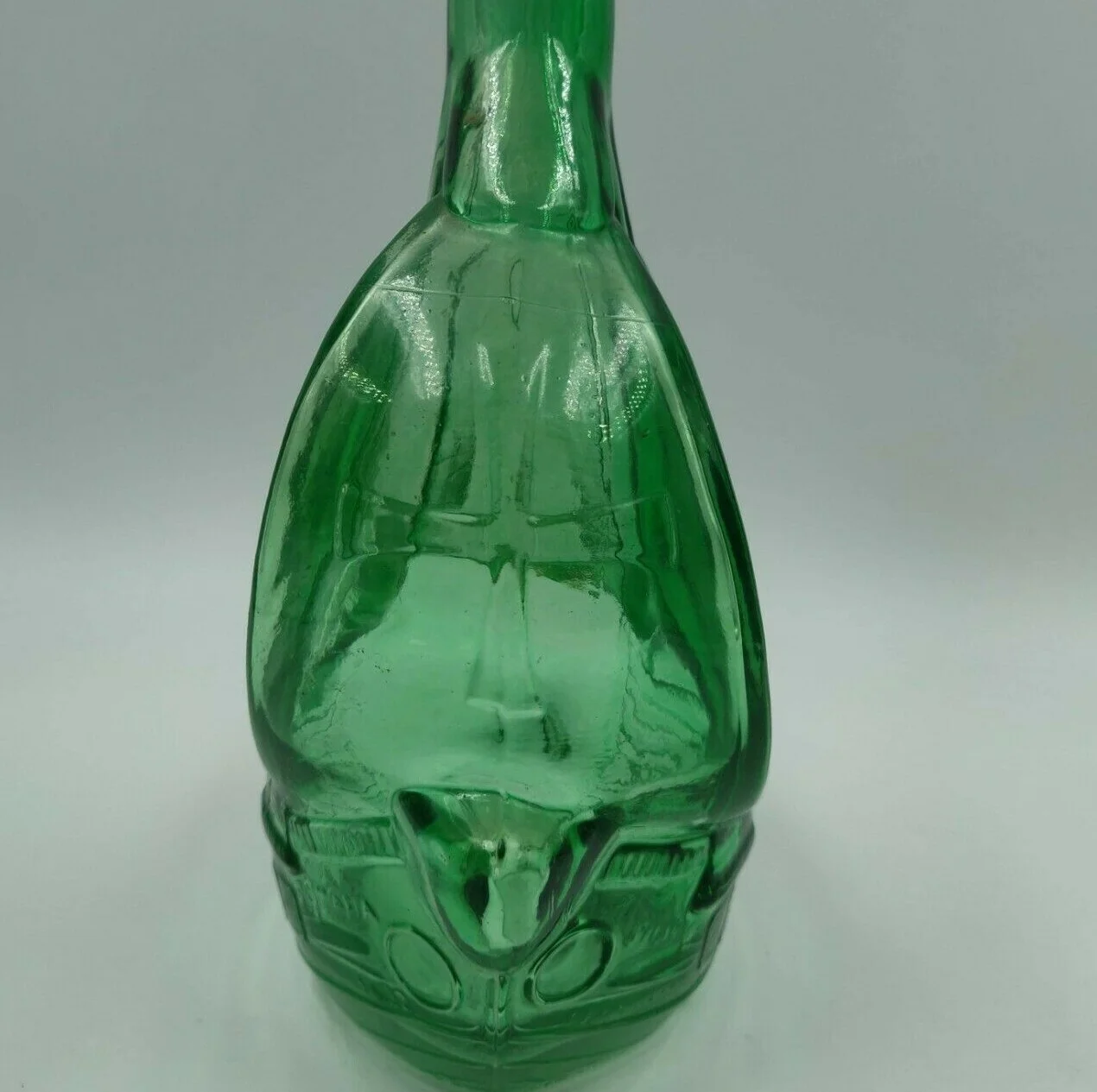 Vintage Ship Shaped Liquor Bottle Santa Maria Green Glass 4