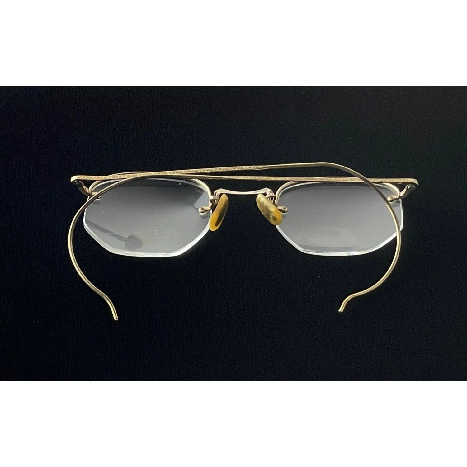 Vintage Shuron Round Wire Rim Eyeglasses 12k Gold Filled w/Case 2