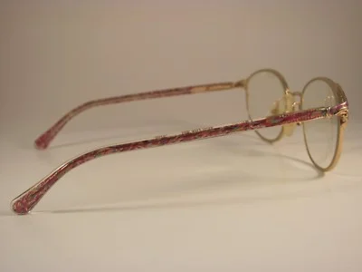 Vintage Silver Dollar Optical Red & Gold Full-Rim RX Eyeglass Frames 52-17-130 3