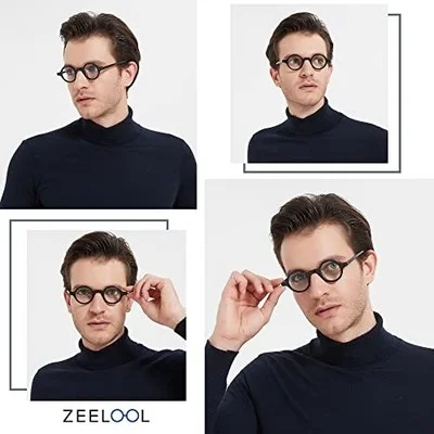 Vintage Small Round Blue Light Blocking Glasses for Men Women Wood Grain