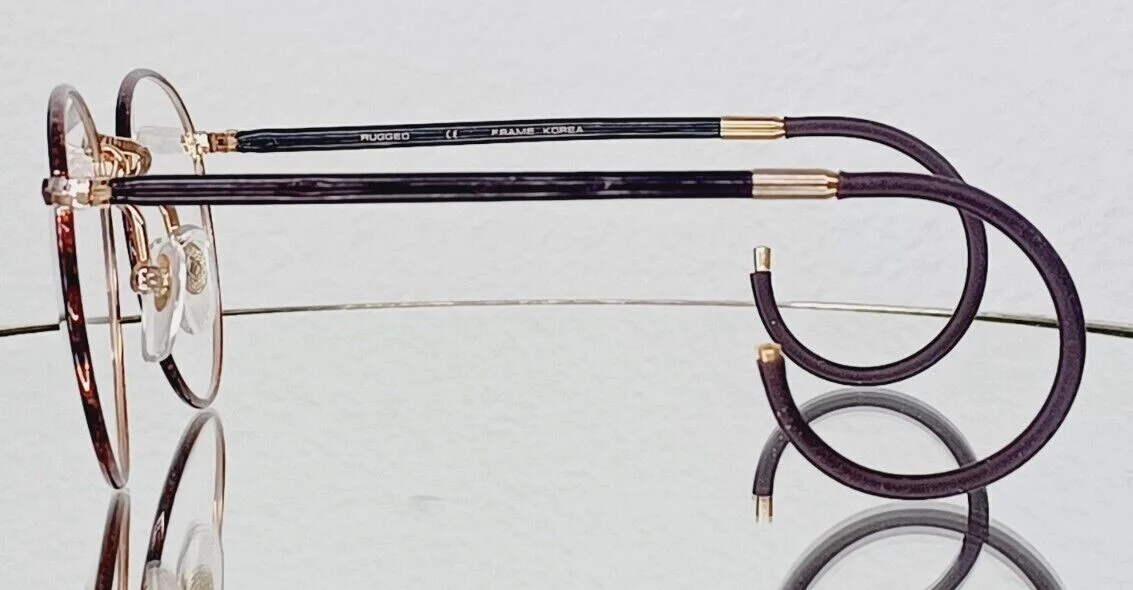 Vintage ST. MORITZ eyeglasses RUGGED New metal Demi Amber hook temple 49-22-165 3