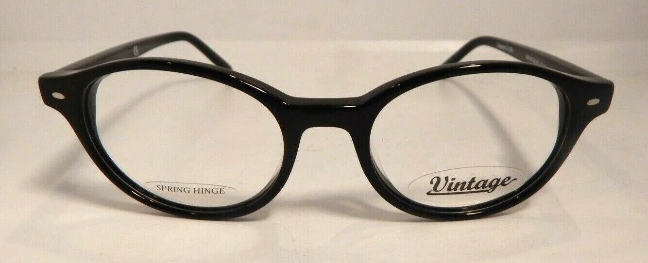 Vintage Style Vintage VN0105 Col. 001 Black 47/17 Eyeglass Frame New #295 2