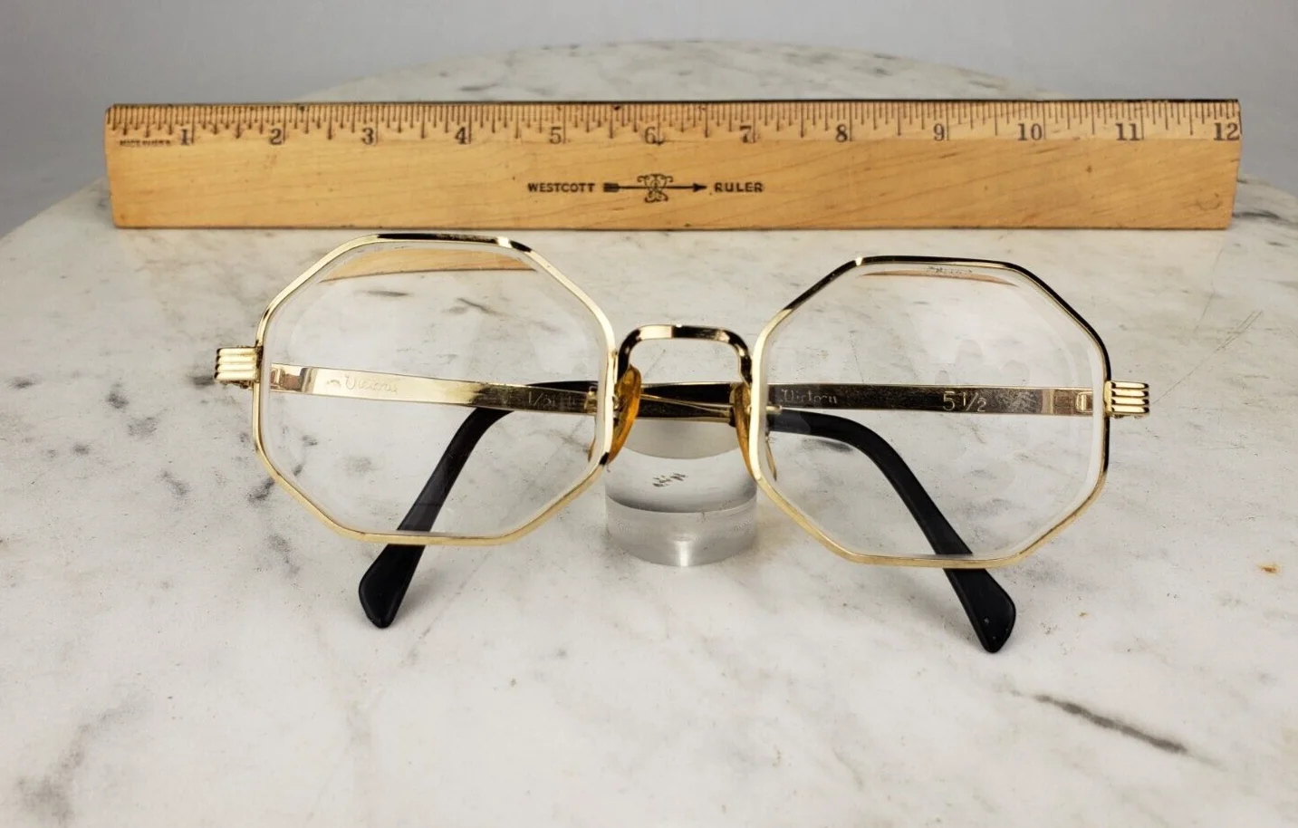 Vintage Victory Optical 643 Brass 5-1/2 Eyeglass Frame Octagonal