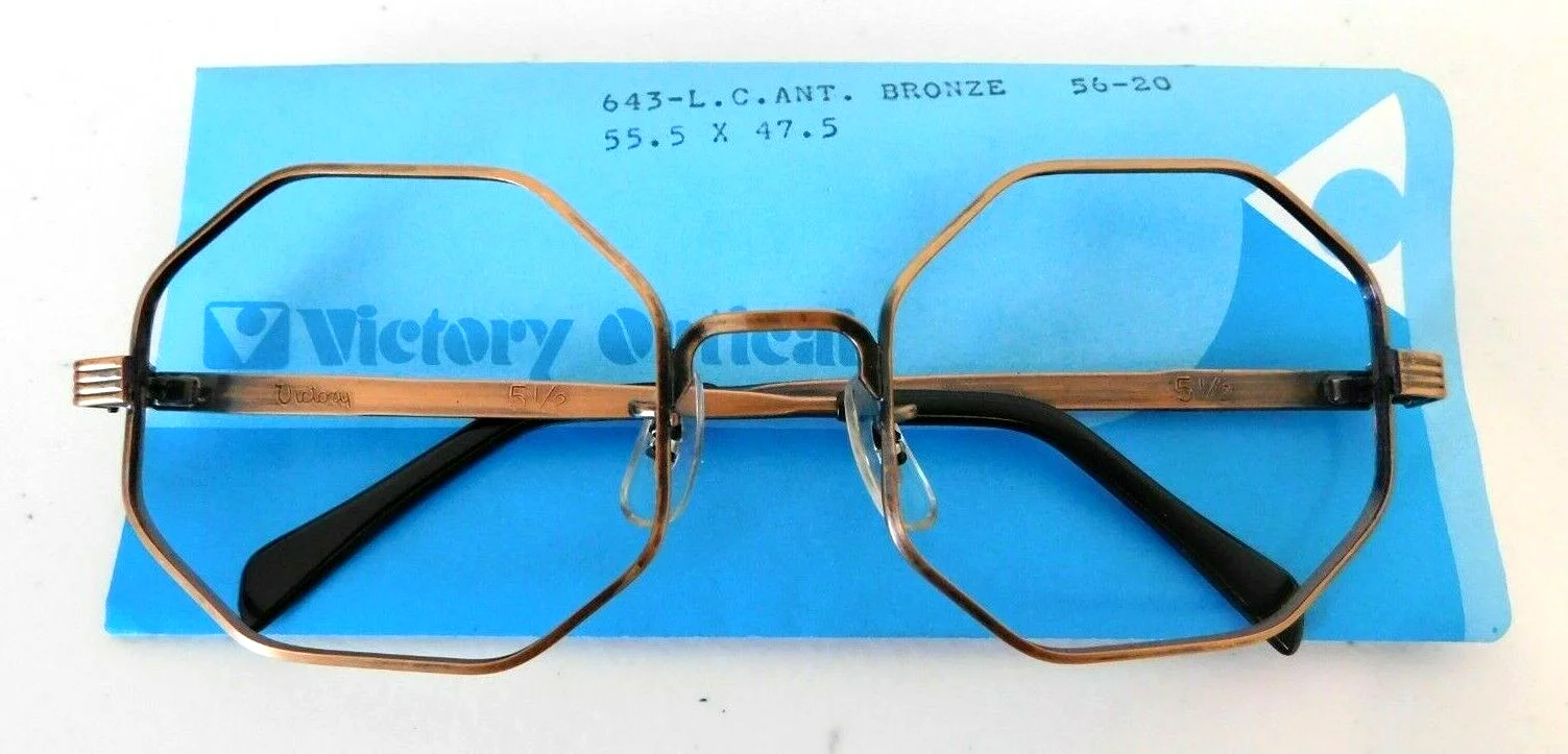Vintage VICTORY OPTICAL 643-L.C. Ant. Bronze 56/20 Eyeglass Frame New Old Stock
