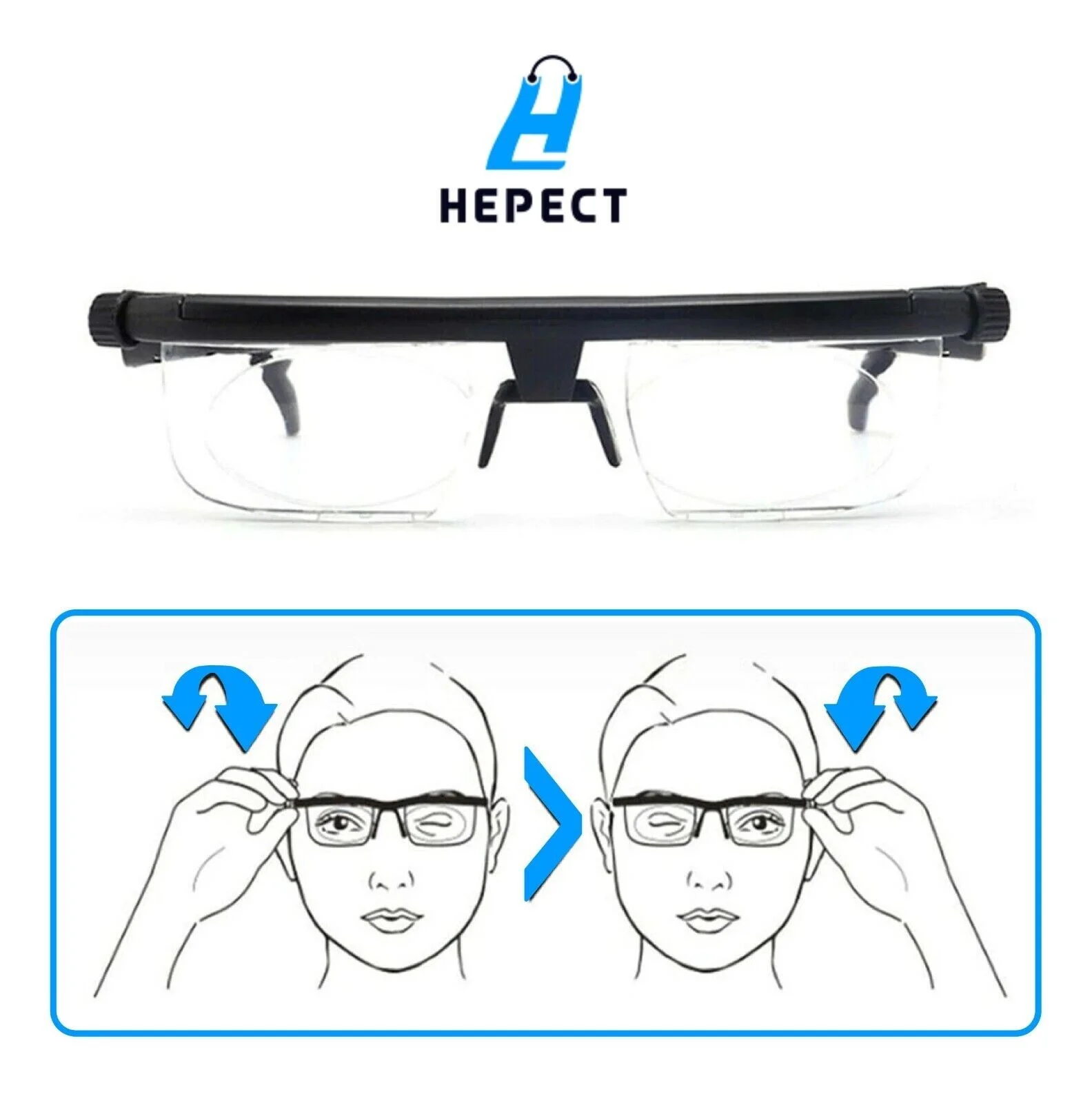 Vision Focus Adjustable Reading Glasses Myopia Eye Glasses Variable Lens Magnify