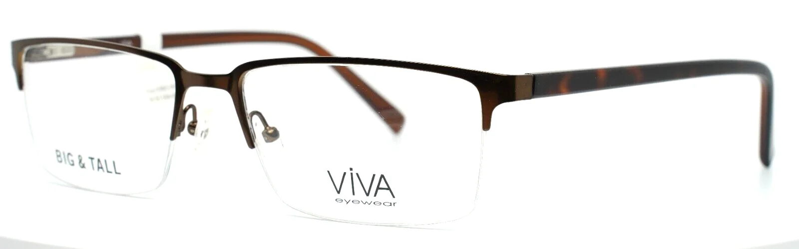VIVA Big & Tall VV4025 049 Matte Dark Brown Mens Rectangle Eyeglasses 60-19-155