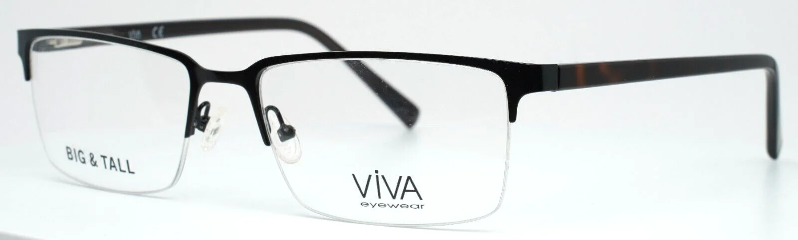 VIVA EYEWEAR VV4025 002 Black Mens Rectangle Half Rim Eyeglasses 60-19-155 B:37